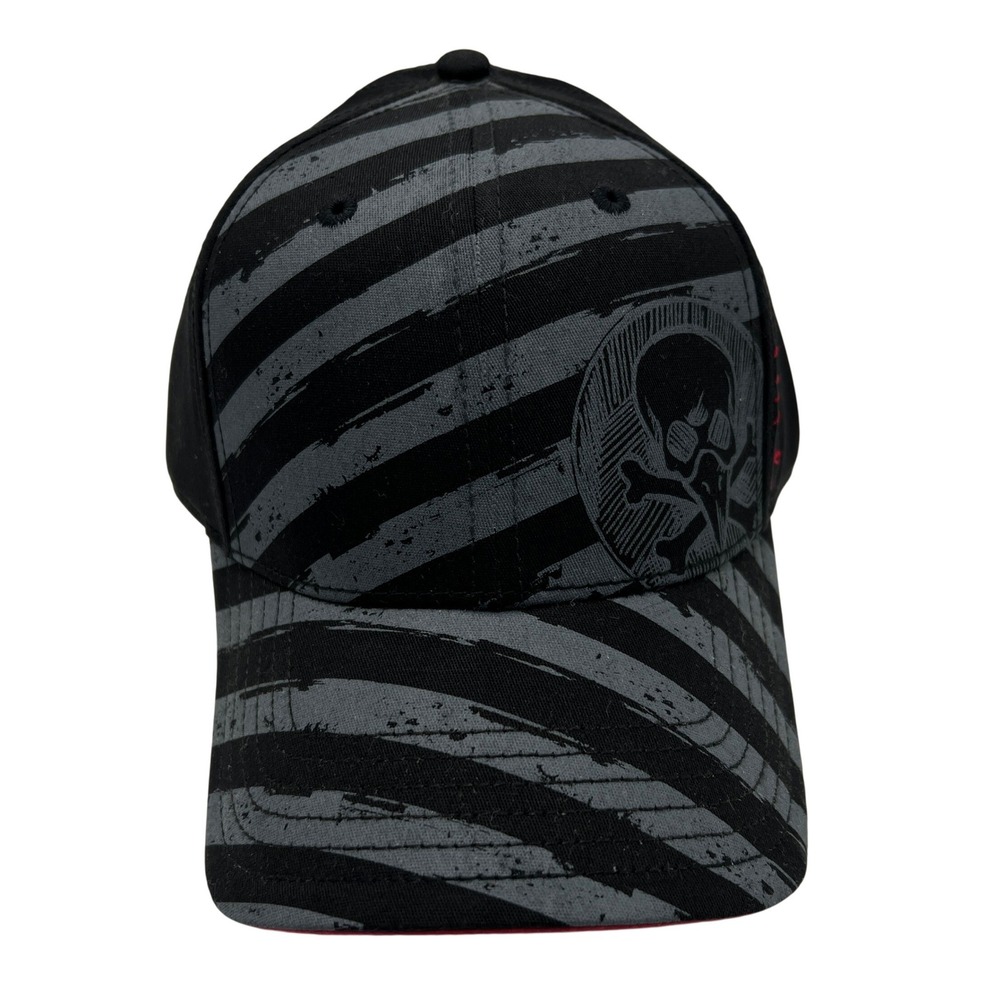 Tony Hawk x Milk Bone Black Grey Striped Skull A-Flex Hat S/M New With Tags‎